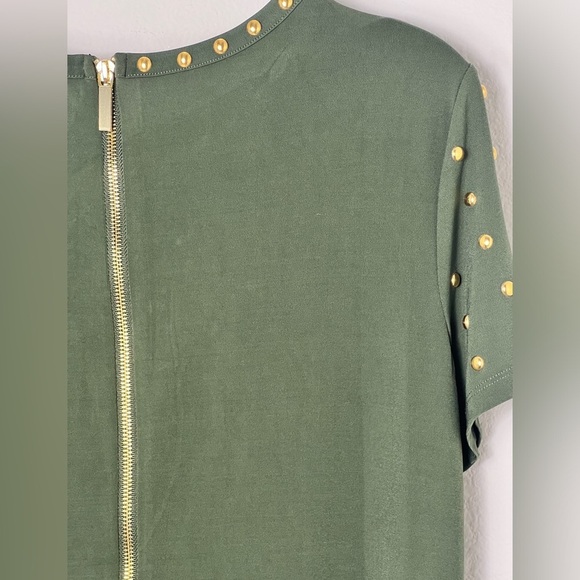 EUC CARMEN MARC VALVO Studded Green Dress Size Large - Picture 9 of 11